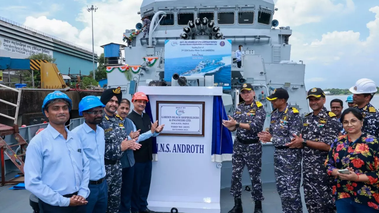 Indian Navy inducts indigenously built anti-submarine vessel Androth