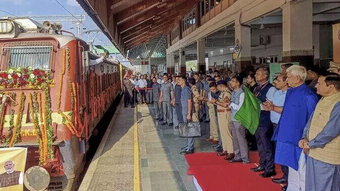 Lt Gov Manoj Sinha flagging off train
