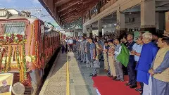 Lt Gov Manoj Sinha flagging off train