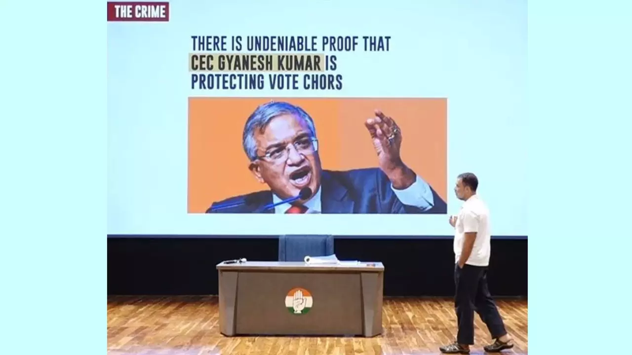 Rahul Gandhi addressing a press conference in Delhi Rahul Gandhi addressing a press conference in Delhi