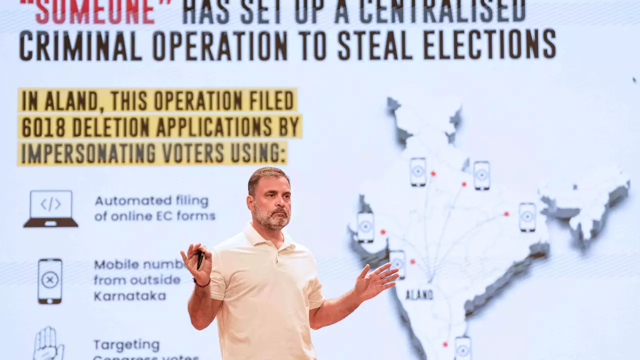 Rahul Gandhi addresses a press conference