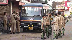 Police personnel keep a vigil in Bareilly, Uttar Pradesh