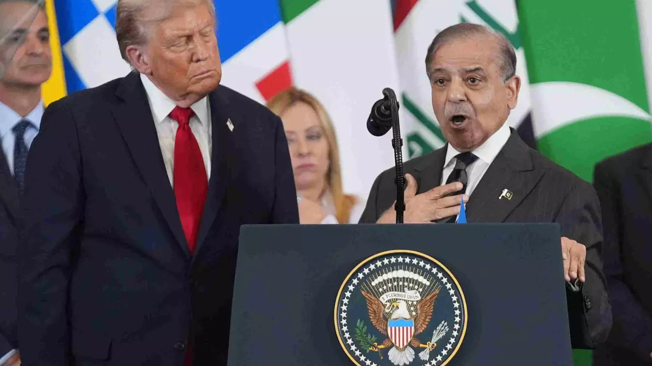 Shehbaz Sharif by his side, Trump praises great friend Modi at Egypt summit Shehbaz Sharif by his side, Trump praises great friend Modi at Egypt summit
