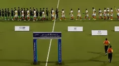 India and Pakistan players exchange high fives