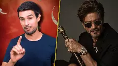 Dhruv Rathee (left) and Shah Rukh Khan (right)