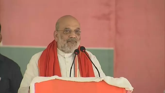 Union Home Minister Amit Shah addressing a rally in Bihar’s Saran district