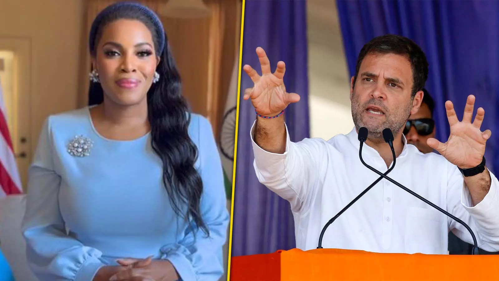 US Singer Mary Millben (left) and Rahul Gandhi (right) US Singer Mary Millben (left) and Rahul Gandhi (right)