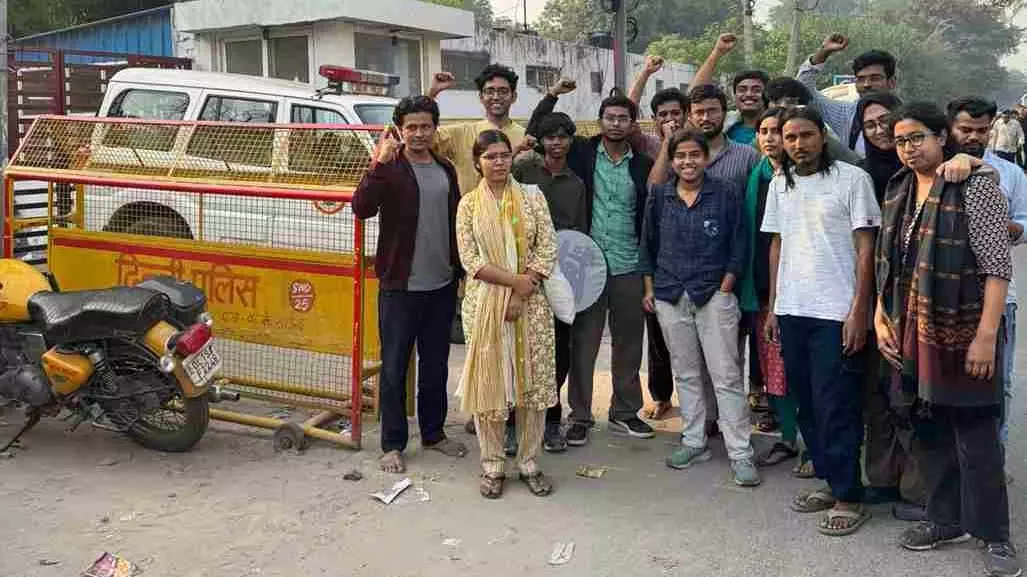 Tensions flare at JNU as Left groups clash with police during protest against ABVP