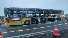 A private bus caught fire on Hyderabad-Bengaluru highway