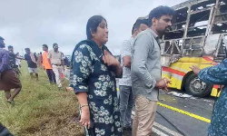 Kurnool bus tragedy: Heart-wrenching scenes as families of victims gather near the bus