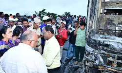 Kurnool bus tragedy: District Collector Siri reviews the burnt bus