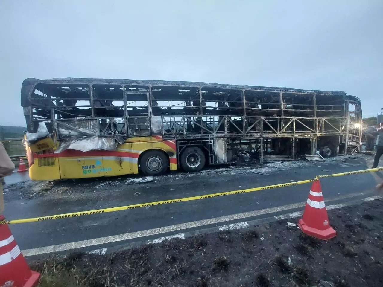 A private bus caught fire on Hyderabad-Bengaluru highway A private bus caught fire on Hyderabad-Bengaluru highway