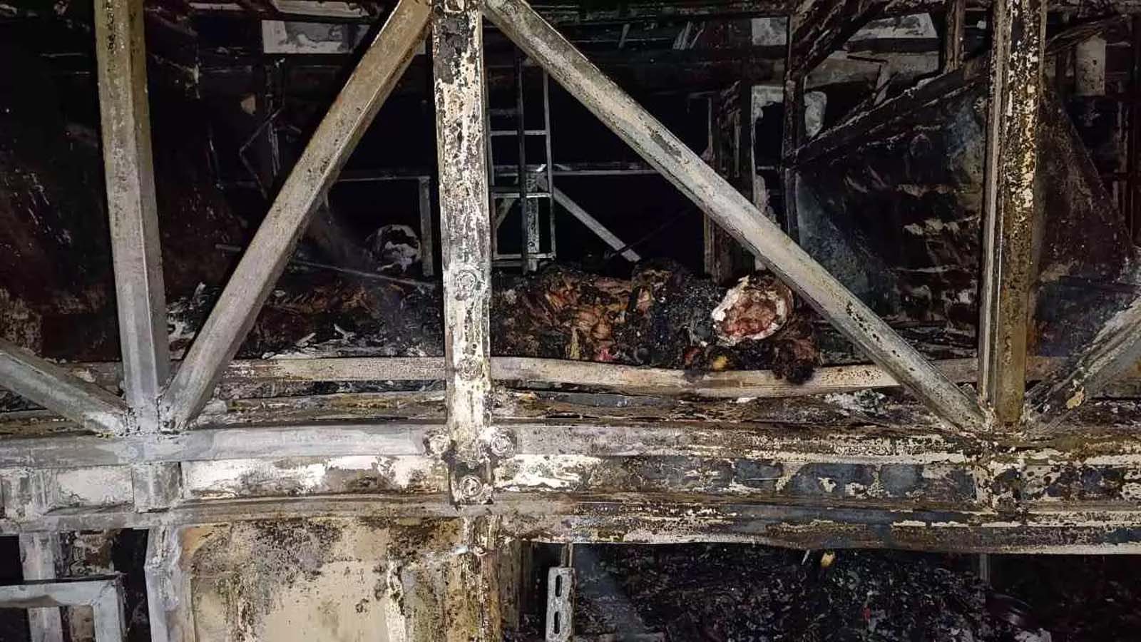 Kurnool bus tragedy: Charred remains of passengers inside the bus