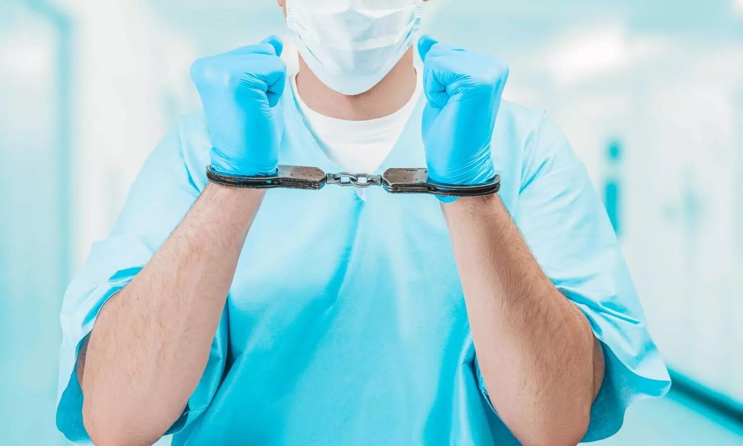 Portrait of a nurse in handcuffs Portrait of a nurse in handcuffs