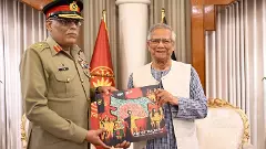 Pakistan Joint Chiefs of Staff Committee General Sahir Shamshad and Bangladesh Chief Adviser Professor Muhammad Yunus