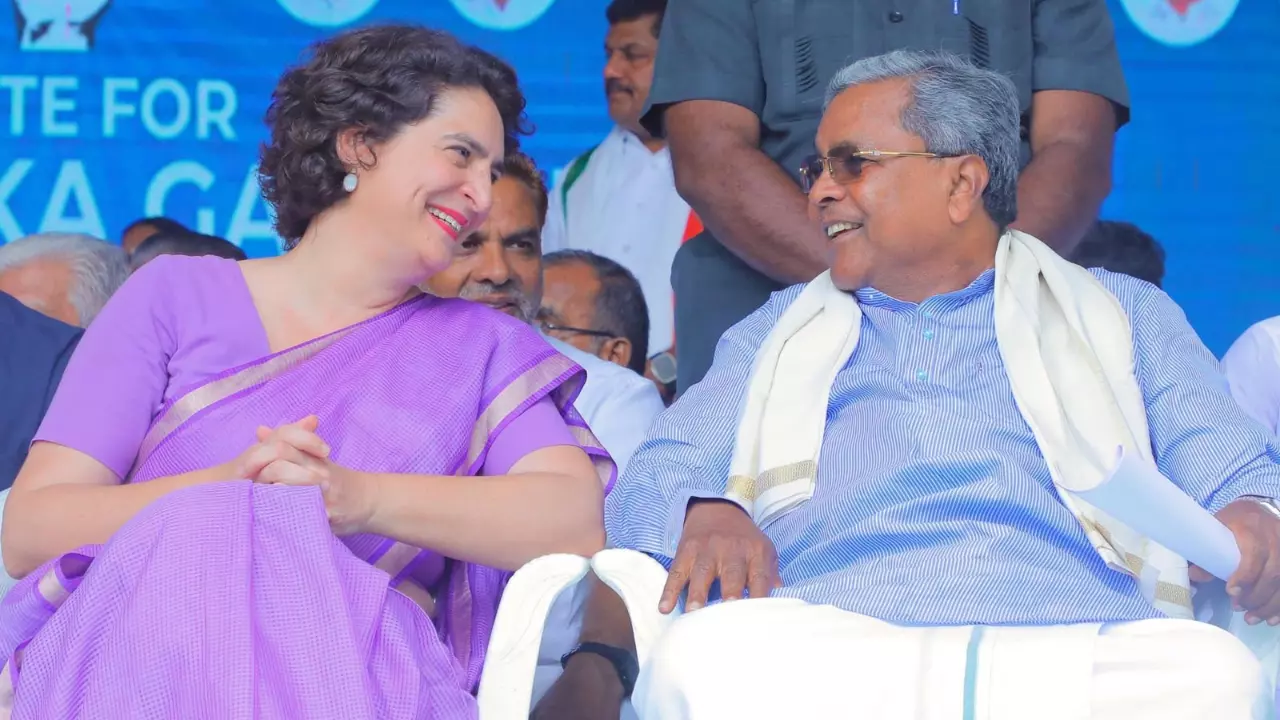 Siddaramaiah and Priyanka Gandhi