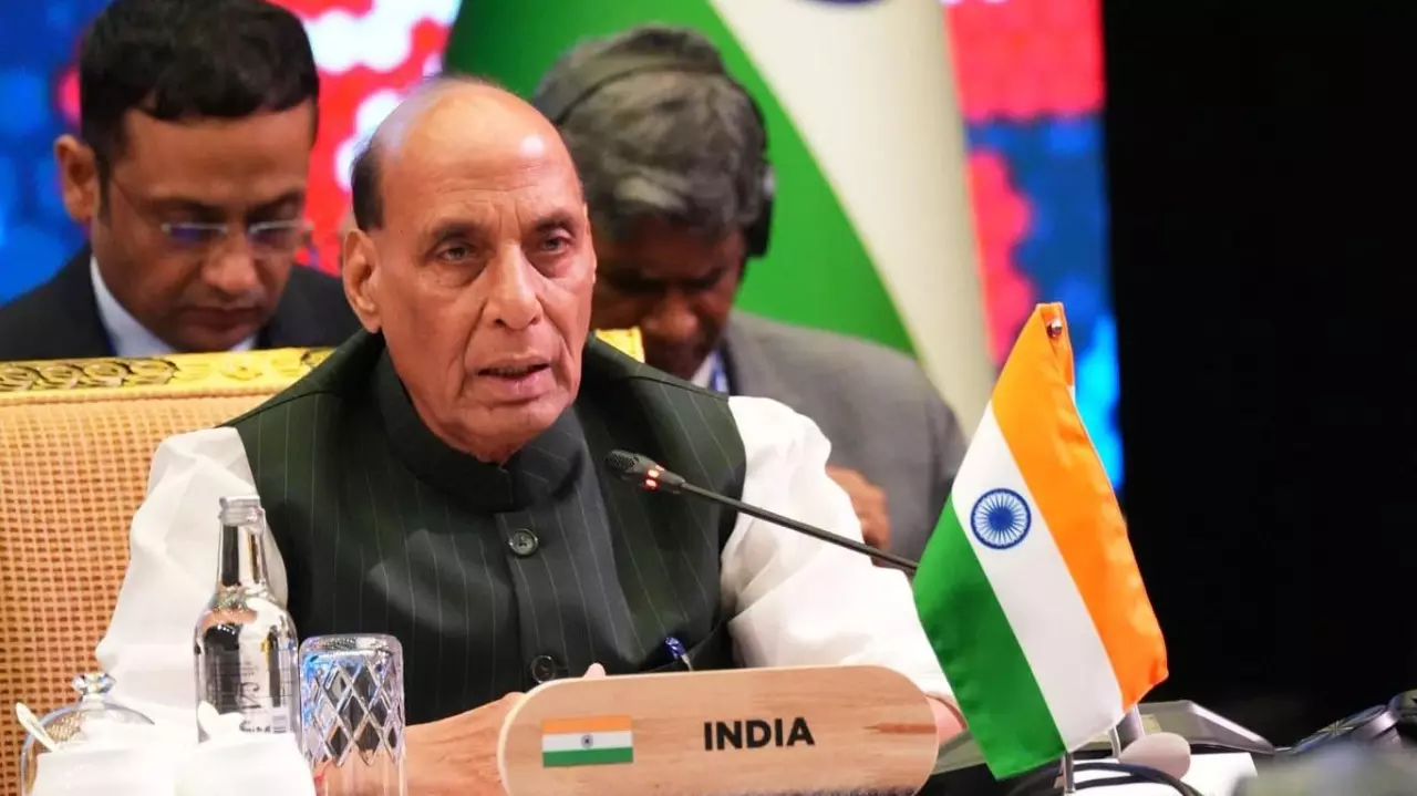 Defence Minister Rajnath Singh addressing a conclave of defence ministers of ASEAN member states