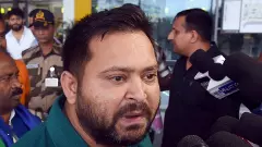 Tejashwi Yadav speaks to reporters in Patna