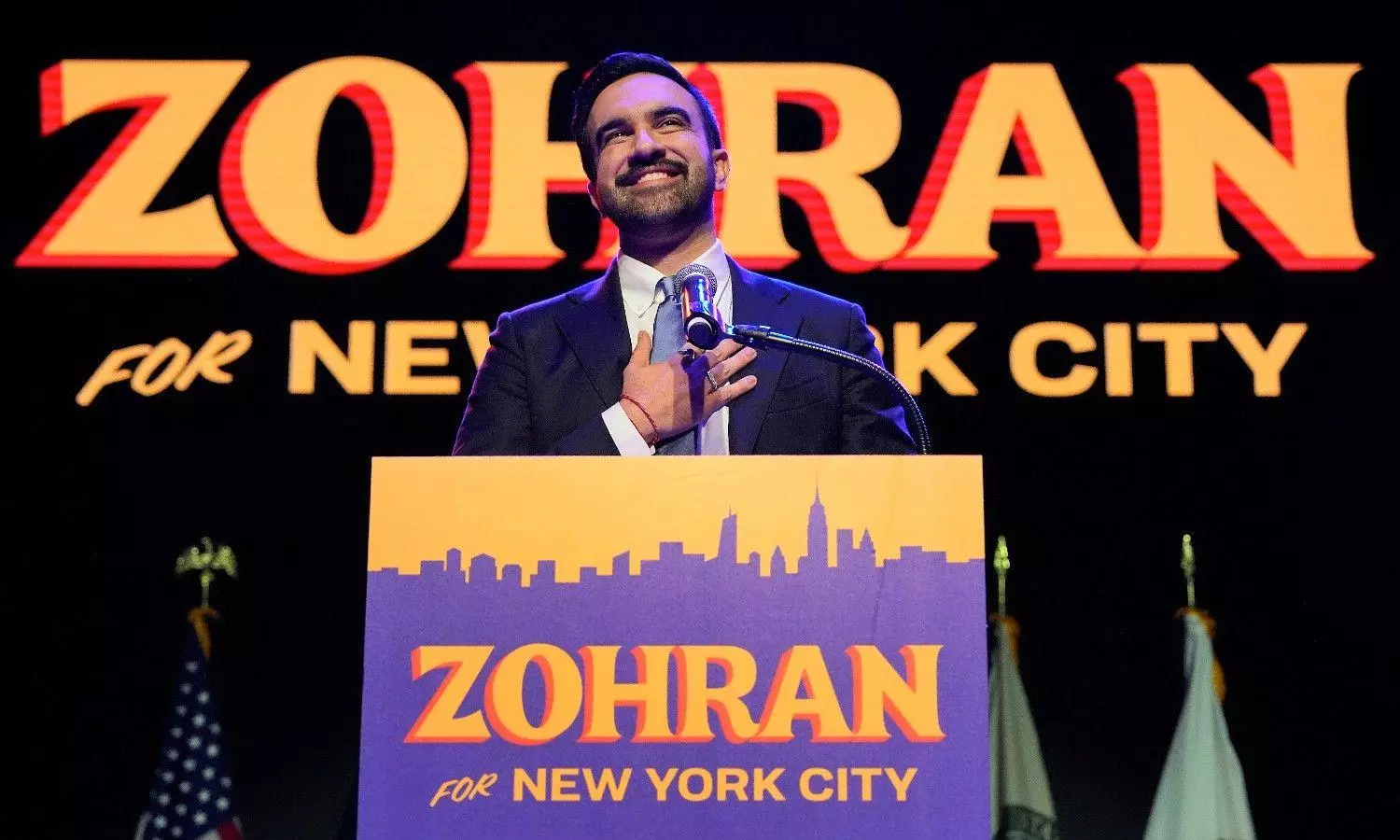 Zohran Mamdani speaks during a victory speech Zohran Mamdani speaks during a victory speech