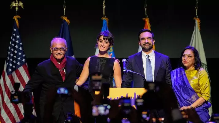 Zohran Mamdani with his wife and parents