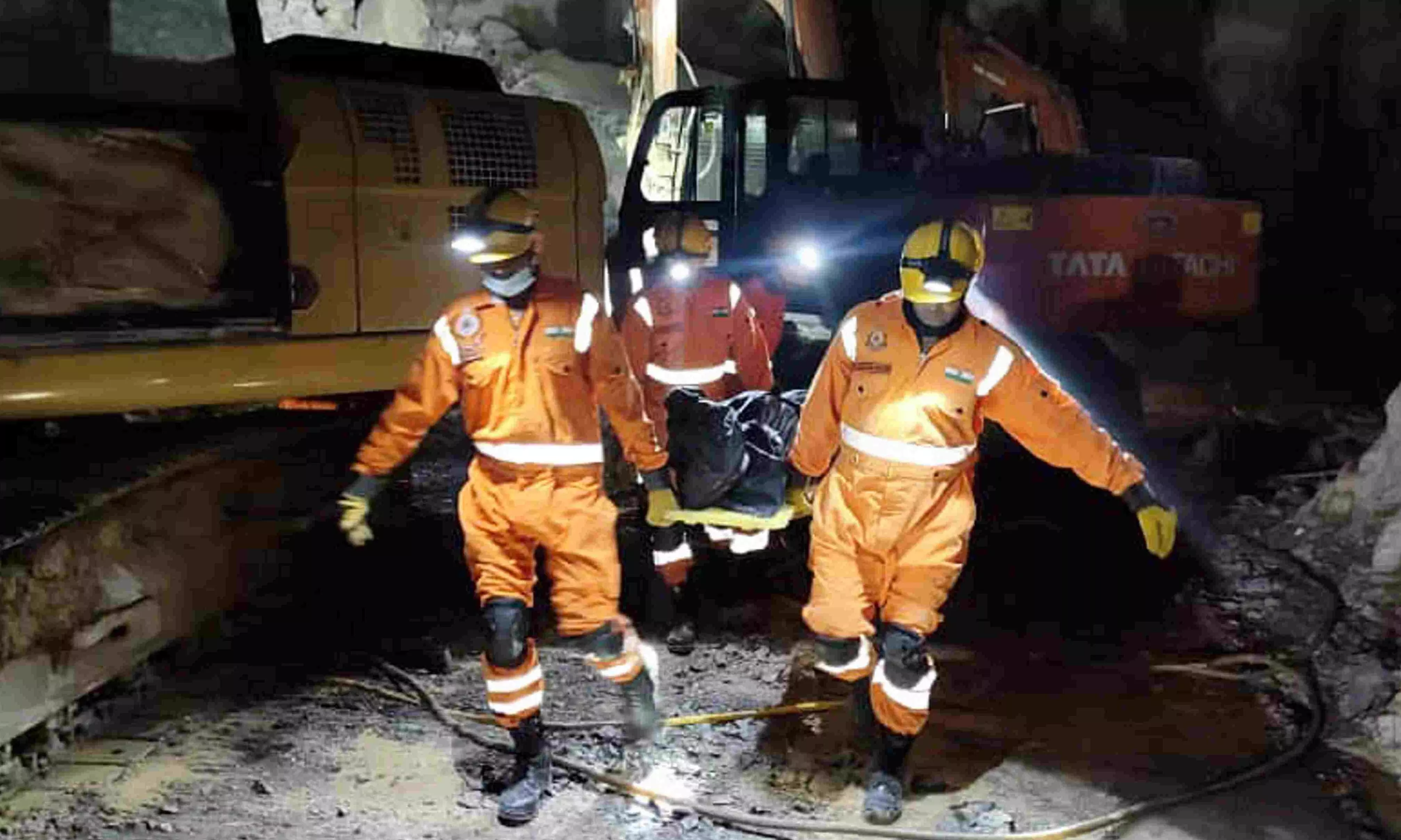 Rescue operation after a portion of a stone quarry collapsed, in Sonbhadra, UP Rescue operation after a portion of a stone quarry collapsed, in Sonbhadra, UP