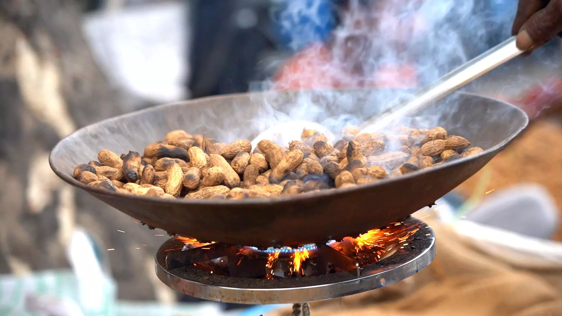 Groundnuts being roasted at the fair. Photo: Raghu RD Groundnuts being roasted at the fair. Photo: Raghu RD