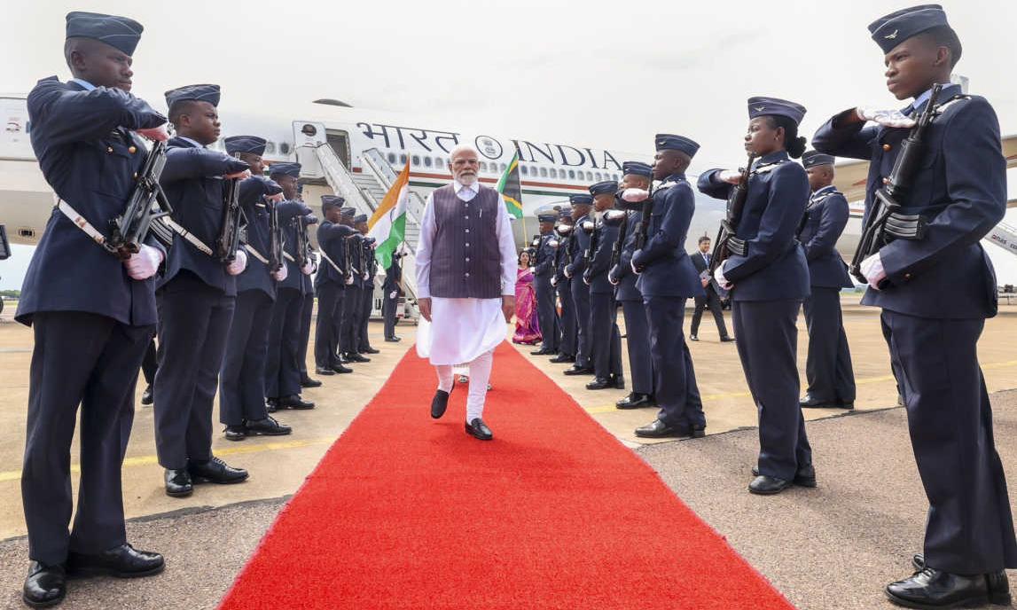 PM Modi arrives in South Africa for G20 summit, given warm welcome