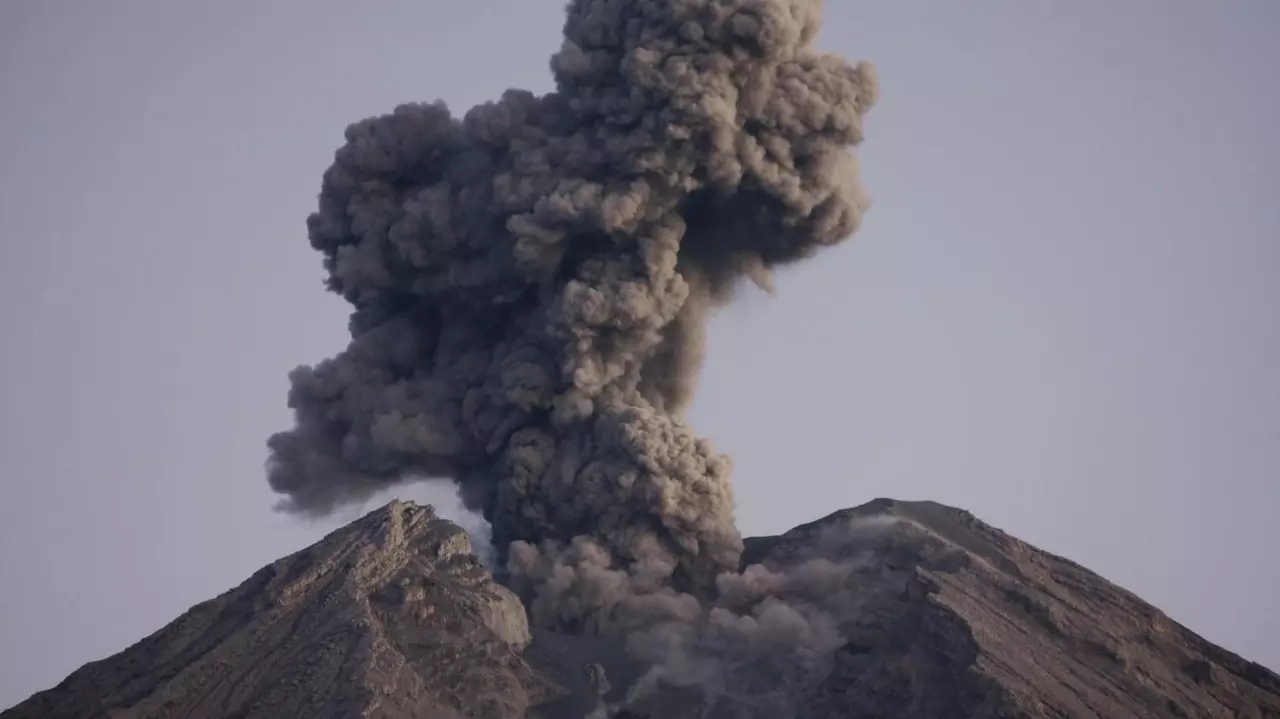 volcano eruption stock photo