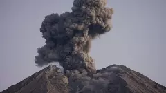 volcano eruption stock photo