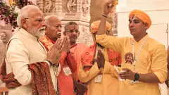 Prime Minister Narendra Modi with RSS chief Mohan Bhagwat offers prayers at the Ram Temple in Ayodhya