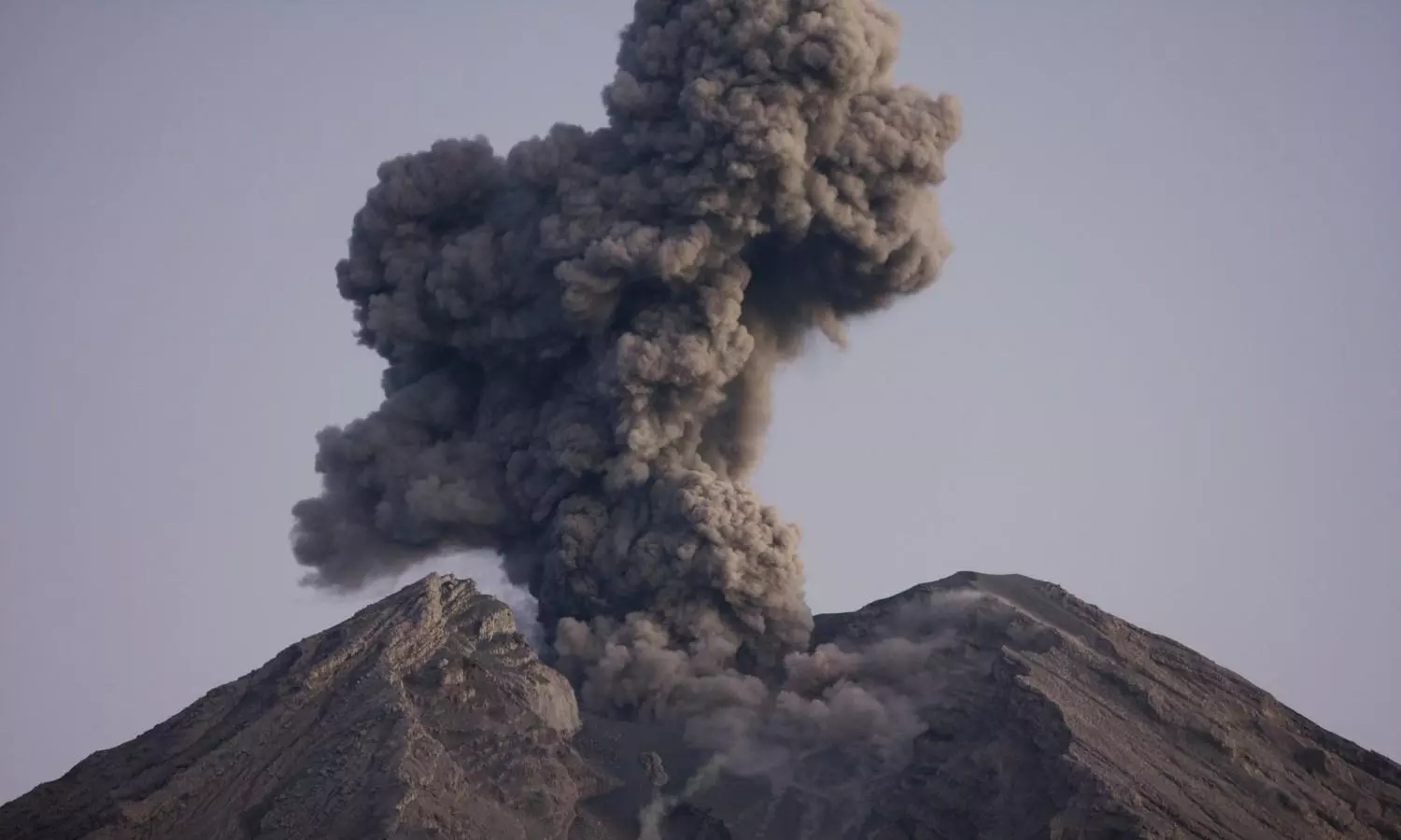 volcano eruption stock photo