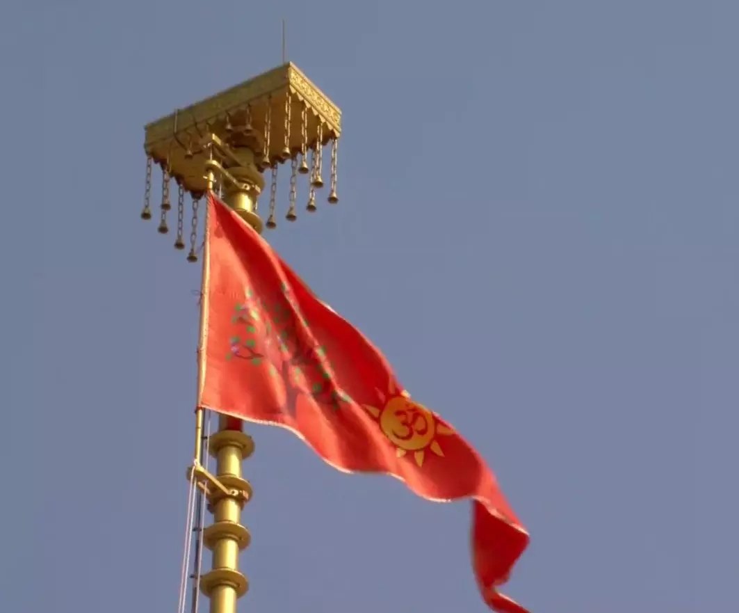 PM Modi hoists saffron flag at Ayodhya Ram temple PM Modi hoists saffron flag at Ayodhya Ram temple