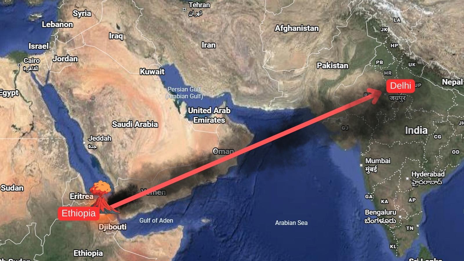 How a volcano 4,000 km away raised pollution concerns in Delhi and disrupted flights