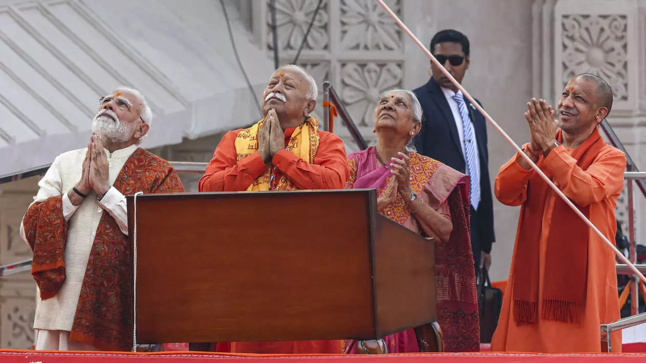 hoisting of saffron flag at Ayodhya Ram temple