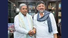 Karnataka CM Siddaramaiah (left) and his deputy DK Shivakumar