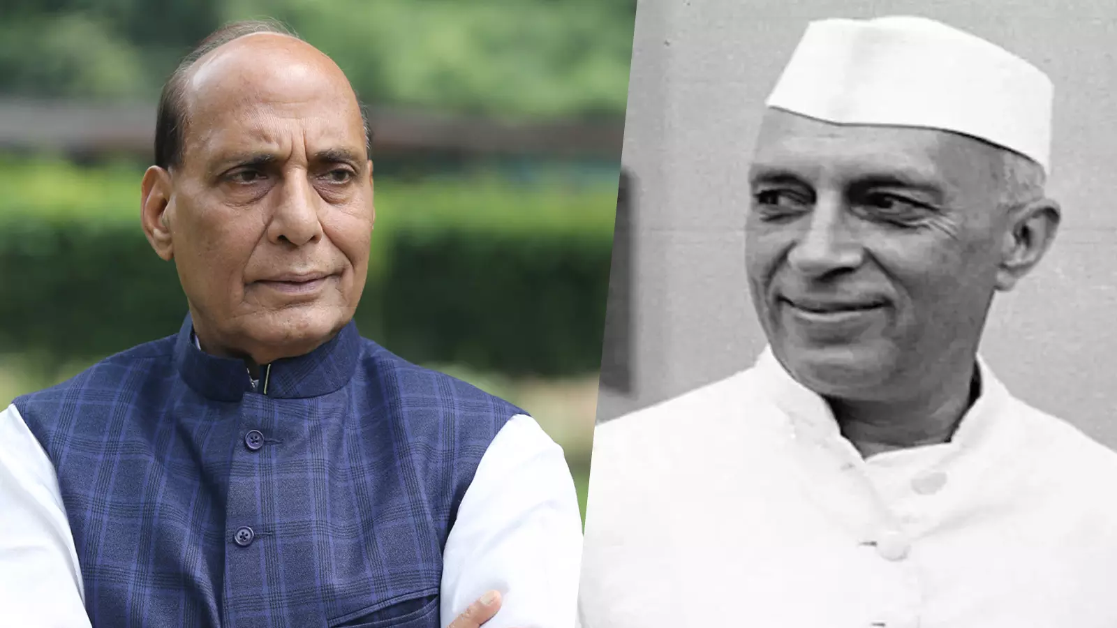 Rajnath Singh and Jawaharlal Nehru