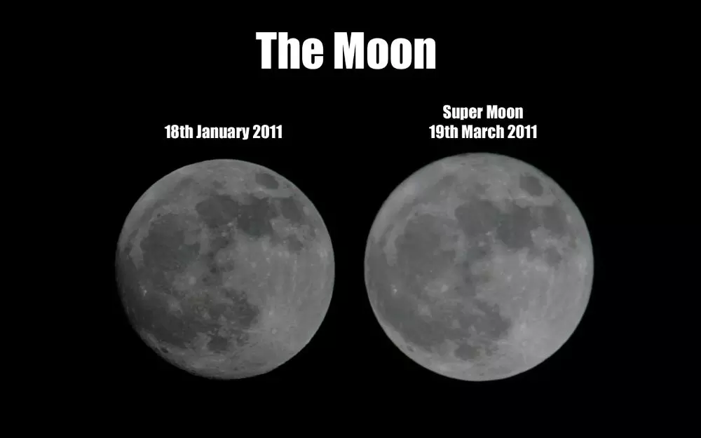 Comparative images of how a normal moon and a supermoon ocurrence looked like in 2011. Photo: Wikimedia Commons Comparative images of how a normal moon and a supermoon ocurrence looked like in 2011. Photo: Wikimedia Commons