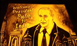 Odisha artist’s sand animation, exhibitions mark warm welcome for Putin