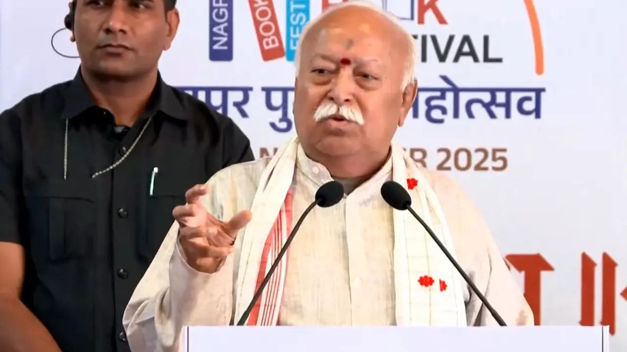 Mohan Bhagwat, RSS Chief, at a Nagpur event
