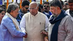 Congress President Mallikarjun Kharge with  Siddaramaiah DK Shivakumar - the indecision could impact Congress
