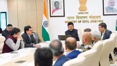 Civil Aviation Minister Ram Mohan Naidu holding a review meeting with airlines
