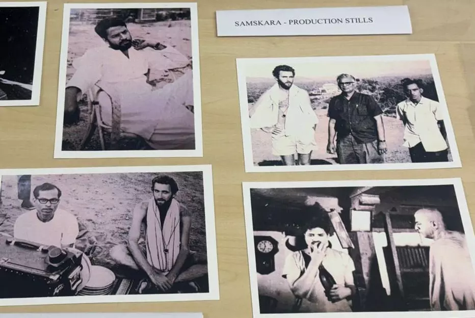 Samskara production stills on display at Max Mueller Bhava, Bengaluru, during last months screening and panel discussion. Photo: By Special Arrangement Samskara production stills on display at Max Mueller Bhava, Bengaluru, during last months screening and panel discussion. Photo: By Special Arrangement