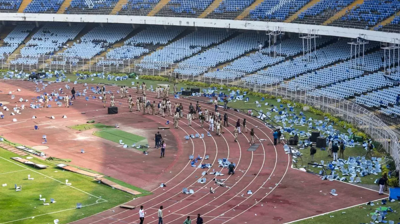 A view of Kolkatas Vivekananda Yuva Bharati Krirangan stadium after a commotion over an event involving Lionel Messi.