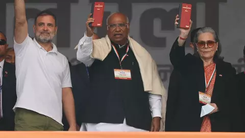 Rahul Gandhi along with Mallikarjun Kharge and Sonia Gandhi Rahul Gandhi along with Mallikarjun Kharge and Sonia Gandhi