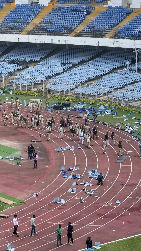 A view of Kolkatas Vivekananda Yuva Bharati Krirangan stadium after a commotion over an event involving Lionel Messi. A view of Kolkatas Vivekananda Yuva Bharati Krirangan stadium after a commotion over an event involving Lionel Messi.
