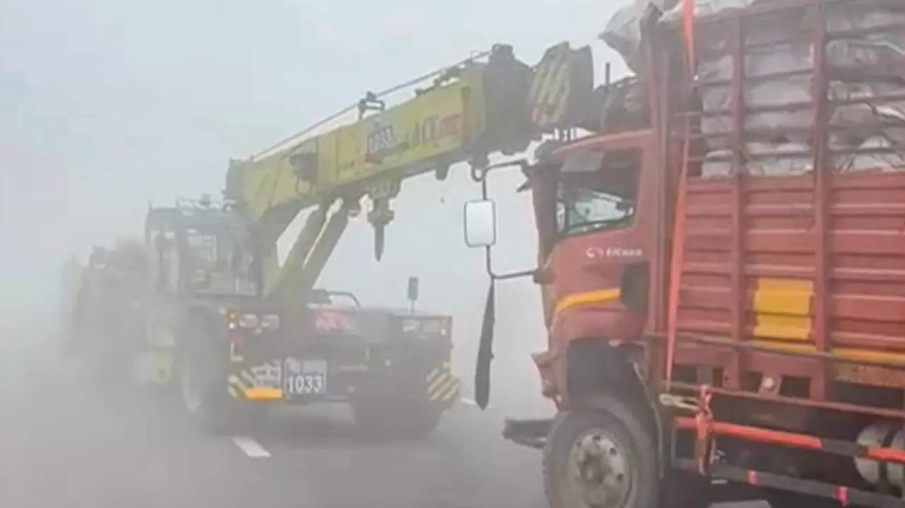 Pile-up in Uttar Pradesh on December 15 morning due to dense fog.