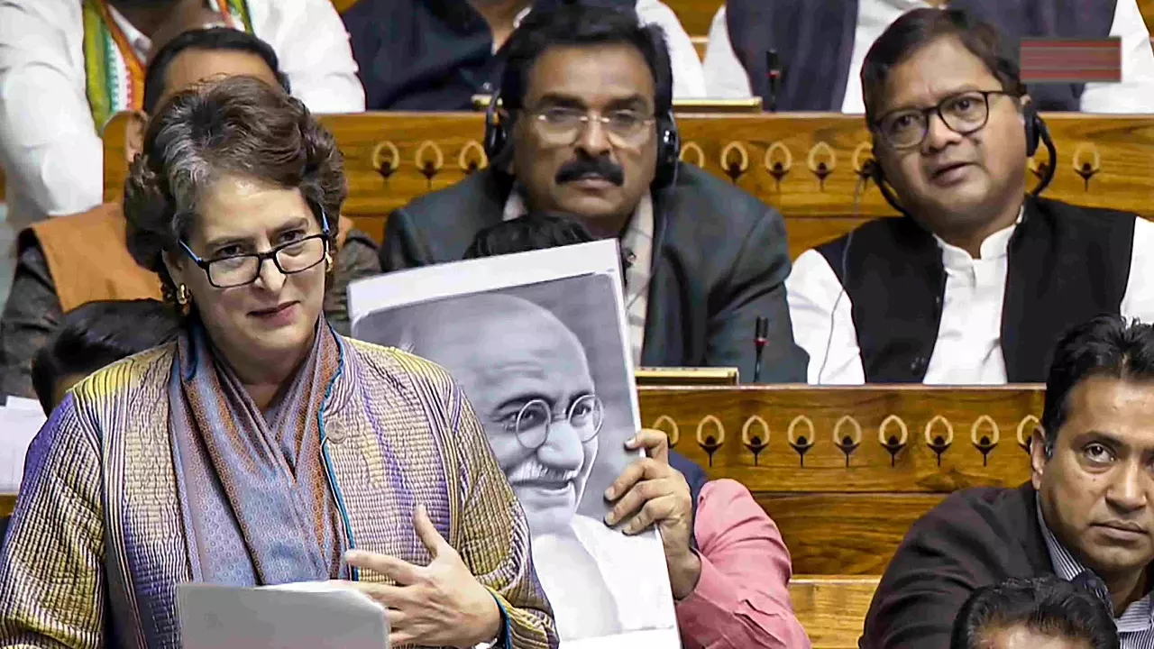 Congress MP Priyanka Gandhi Vadra speaks in the Lok Sabha