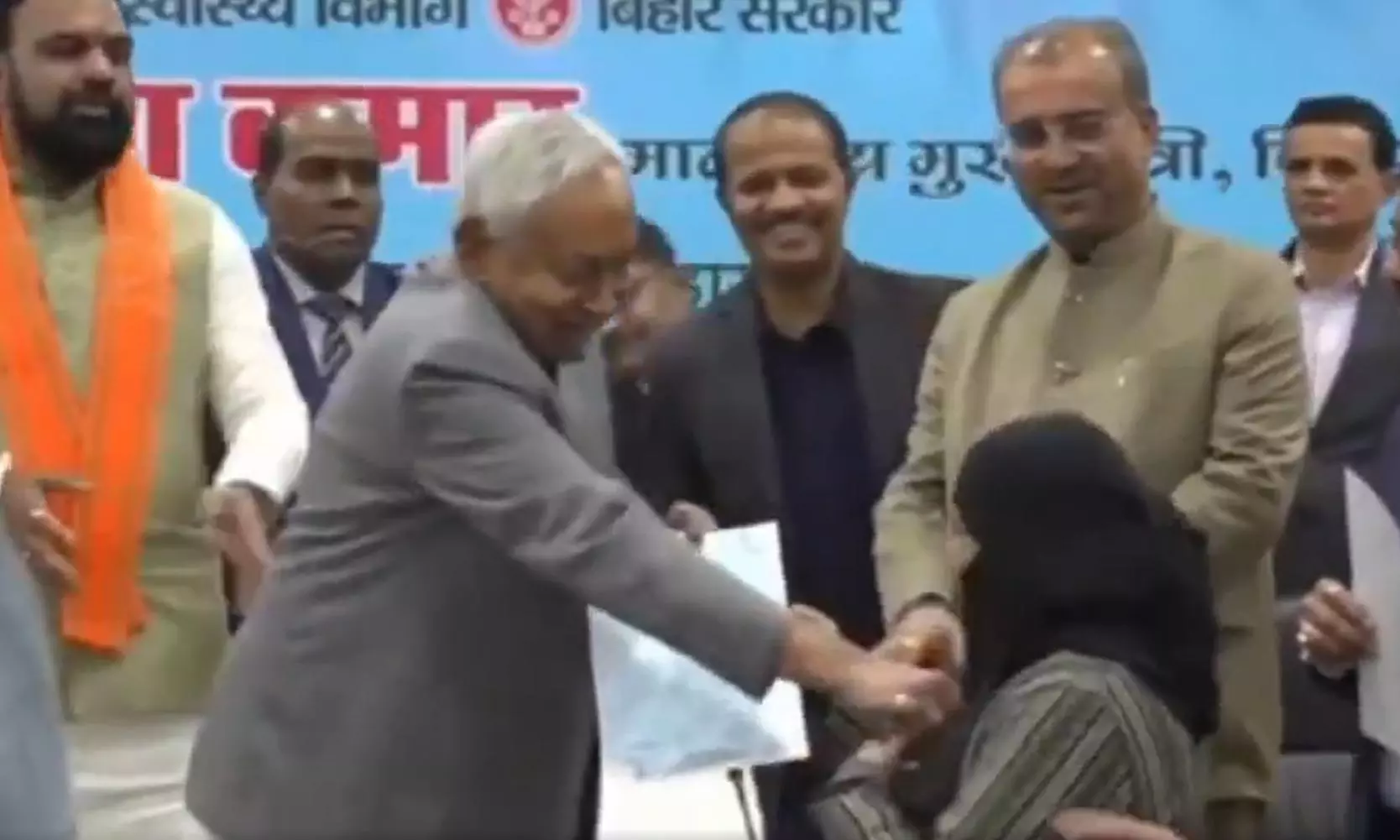 Bihar minister defends Nitish Kumar’s hijab act as ‘fatherly affection’ Bihar minister defends Nitish Kumar’s hijab act as ‘fatherly affection’