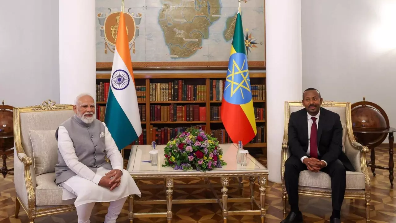 PM Modi with his Ethiopian counterpart Abiy Ahmed Ali