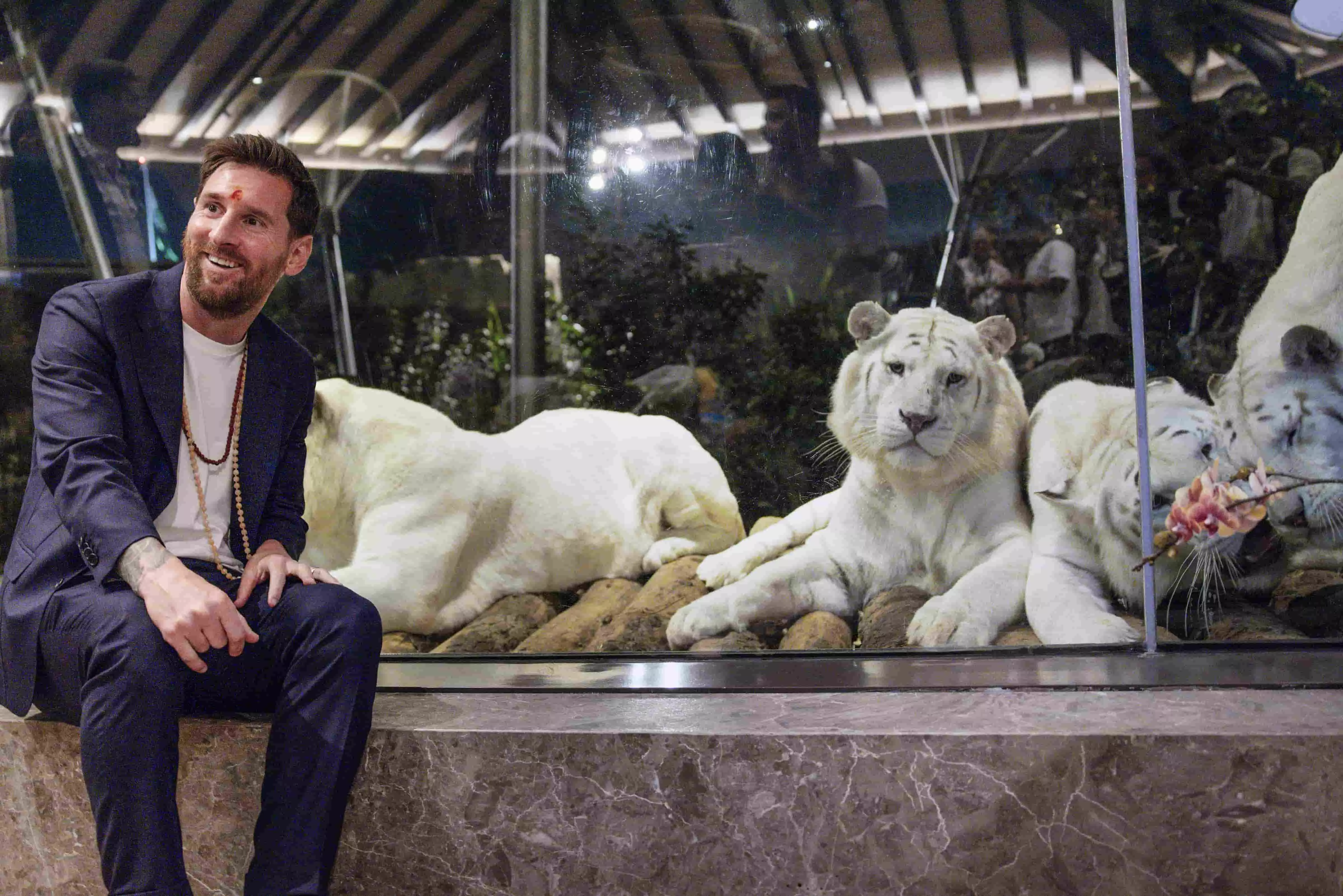 Argentine footballer Lionel Messi during a visit at Vantara, a wildlife rescue centre Argentine footballer Lionel Messi during a visit at Vantara, a wildlife rescue centre